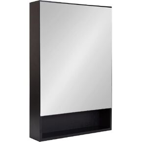 Kate and Laurel Vin Modern Decorative Storage Mirror, 20 x 30, Rustic Brown, Transitional Cabinet with Mirror and Four Shelves