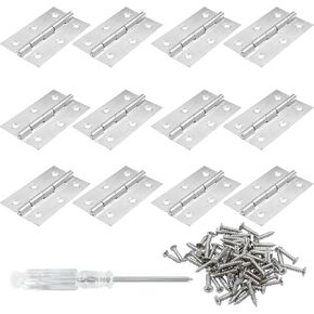 12 Pack 2.5 Inch Door Hinges, Heavy Duty 304 Stainless Steel Folding Butt Hinges for Home Furniture Hardware Door Hinge Wooden Boxes Lid Jewelry Box Crafts, Gold