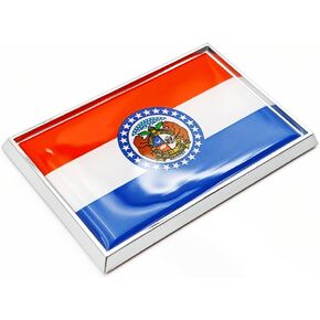 Missouri Flag Sticker Emblem Decal Car Chrome Flags, 2 Pack, 3 x 2 inches