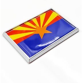 Arizona Flag Sticker Emblem Decal Car Chrome Flags, 2 Pack, 3 x 2 inches