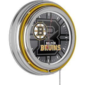 Trademark Gameroom NHL Chrome Double Rung Neon Clock - Watermark - Boston Bruins