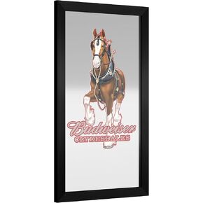 Wall Mirror - Ready-to-Hang Budweiser Clydesdale Red Black Framed Rectangle Mirror - for Pub, Game Room, Garage or Home Bar by Trademark Gameroom