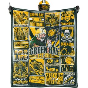 Green Bay Football Blanket Fan Gifts for Men Women Sport Throw Blanket Football Style Merch Gear 60" X 50" Cozy Sofa Bed