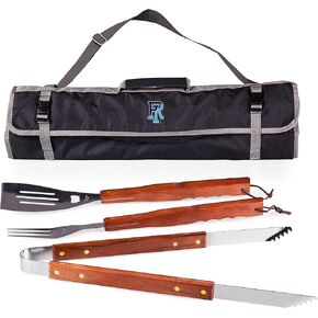 PICNIC TIME NCAA Texas Longhorns 3-Piece BBQ Tote & Grill Accessories Set, Outdoor Gril Set with Case, BBQ Spatula, BBQ Fork, and BBQ Tongs, (Black with Gray Accents)