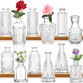 Glass Bud Vase Set of 24 - Small Vases for Flowers, Clear Bud Vases in Bulk, for Centerpieces, Mini Vintage Vase for Wedding Home Table Decor
