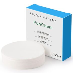 Qualitative Filter Paper Circles, 56 mm Diameter Cellulose Lab Filter Paper, 20 Micron Particle Retention, Medium Flow Filtration Speed, Pack of 100