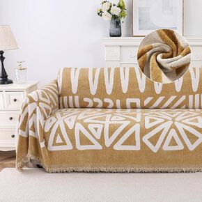 Turquoize Boho Chenille Couch Cover for Dogs Black Couch Cover for Sectional L Shaped Couch Protector Sofa Slipcover Multi-use Living Room Furniture Protector, 2-3 Cushion Couch Sofa Cover, 71"x 118"