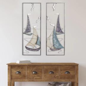 DECO DE VILLE Contemporary Modern Design Nautical Style Sail Boats Theme Metal Wall Sculpture Marine Decor,sailboat-A