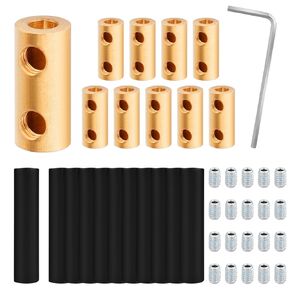 10pcs 10AWG Wire Connector Nut Kit, 60Amp Quick Connection Terminal Yellow Wire Splicing Connectors Brass 10 Gauge Wire Connector Kit with Shrink Tubes and Screws for Household Appliances