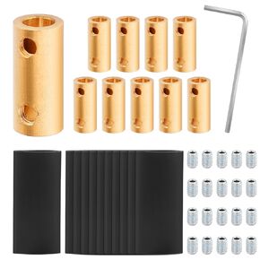 10pcs 6AWG Wire Connectors, Brass Quick Connecting Terminals 80 Amp Connectors Yellow Wire Connector Nut Kit with Screws and Shrink Tubes for Home and Car