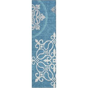 Addison Rugs Chantille ACN874 Navy 2'3" x 7'6" Indoor/Outdoor Hallway Runner Rug, Machine Washable, Stain Resistant, Easy Clean, Non Shedding, for Kitchen, Bathroom, Laundry and Bedroom