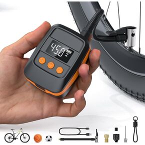 Bike Pump Electric Bike Tire Pump with Gauge, 150 PSI Electric Bicycle Pump, Auto Shut-Off, Portable Bike Tire Inflator for Presta and Schrader Valve, Mini Bike Air Pump Electric