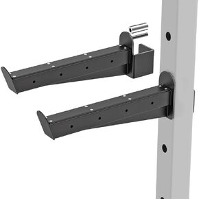 Kipika Safety Spotter Arms and J-Hooks for 2" x 2" and 3" x 3" Power Racks - Heavy Duty Barbell Holders and Catches with Rubber Pads - Power Rack Attachments for Squat, Bench Press and More