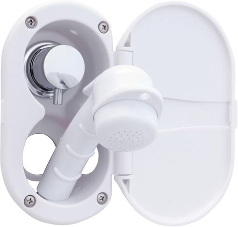 Ambassador Marine Aidack - دش ترانسوم (خلاط ساخن/بارد)، كوب وغطاء أبيض قطبي، بخاخ أبيض قطبي صغير، خرطوم مطاطي أبيض بطول 6 أقدام، مقبض مساعد من الكروم - 136-1700-AW-W in Kuwait