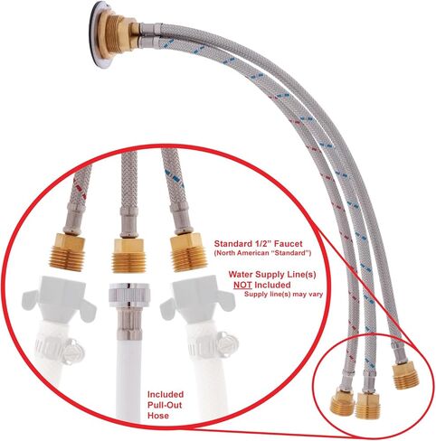 Ambassador Marine Aidack - دش ترانسوم (خلاط ساخن/بارد)، كوب وغطاء أبيض قطبي، بخاخ أبيض قطبي صغير، خرطوم مطاطي أبيض بطول 6 أقدام، مقبض مساعد من الكروم - 136-1700-AW-W in Kuwait