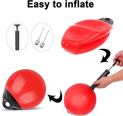 Pair of Boat Mooring Buoys, Marine Grade Inflatable Vinyl Round Pontoon Boat Fenders Ball, Boat Bumpers for Docking, Dock Floats, Fishing Marker Buoys/Swim Buoy/Anchor Ball in Saudi Arabia