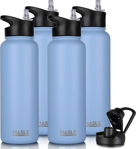 HASLE OUTFITTERS 40oz Stainless Steel Water Bottle, Vacuum Insulated Double Walled Leak Proof Sports Water Bottle with 2 Lids (Straw and Spout Lid) Thermo Mug Keep Cold and Hot(Blue,4) in Saudi Arabia