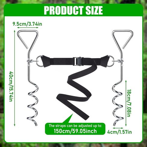 TOBWOLF 2 Set Basketball Goal Anchor Tie Down Kit, High Wind Basketball Hoop Anchor with 4 Anchors & 2 Adjustable Straps, Heavy Duty Ground Stakes for Secure & Durable Court Setup, Trampoline Anchors in Saudi Arabia