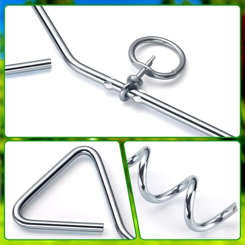 TOBWOLF 2 Set Basketball Goal Anchor Tie Down Kit, High Wind Basketball Hoop Anchor with 4 Anchors & 2 Adjustable Straps, Heavy Duty Ground Stakes for Secure & Durable Court Setup, Trampoline Anchors in Saudi Arabia