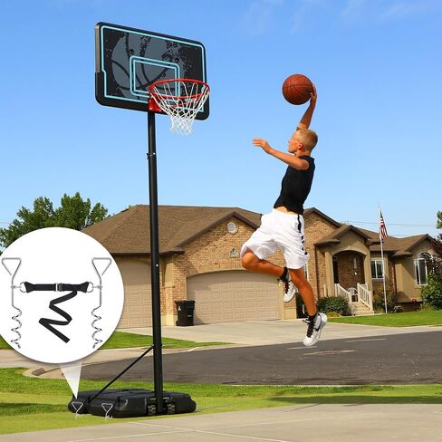 TOBWOLF 2 Set Basketball Goal Anchor Tie Down Kit, High Wind Basketball Hoop Anchor with 4 Anchors & 2 Adjustable Straps, Heavy Duty Ground Stakes for Secure & Durable Court Setup, Trampoline Anchors in Saudi Arabia