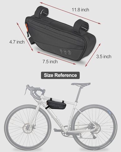 Bike Frame Bag, Water-resistant Bicycle Triangle Bag, Reflective Under Tube Storage Pouch with Side Pocket for Road Mountain Cycling Accessories in Saudi Arabia
