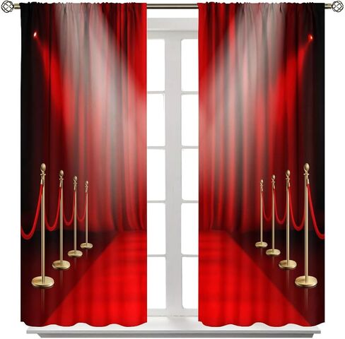 Movie Theater Theme Blackout Curtains Movie Theater Scene Popcorn Drink Printed Curtains Decorative Bedroom Living Room Heat Insulation Blackout Curtains 52x84in in Saudi Arabia