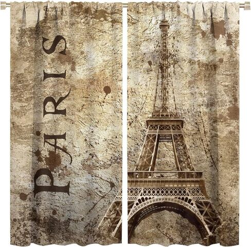 JESTRONRY City Landscape Bedroom Curtains,Paris Oil Painting Eiffel Tower Pink Girls Valentine's Day Theme Rod Pocket Window Drapes 2 Panel Set for Living Room Bedroom Kitchen Cafe W42xL54in in Kuwait