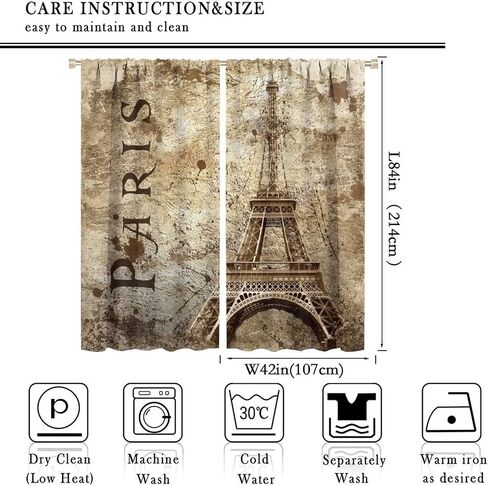JESTRONRY City Landscape Bedroom Curtains,Paris Oil Painting Eiffel Tower Pink Girls Valentine's Day Theme Rod Pocket Window Drapes 2 Panel Set for Living Room Bedroom Kitchen Cafe W42xL54in in Kuwait