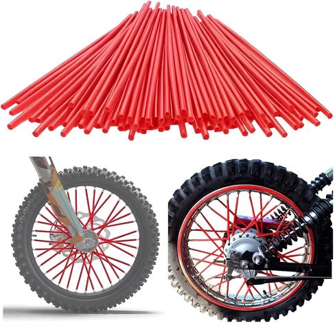 Mandark 72PCS Spoke Skins Covers, Motorcycle Wheel Spoke Rims Decoration Protector, Dustproof Bicycle Pipe Trim Protective Wrap Accessories, Universal for Dirt Bike, Wheelchair and More （Red） in Saudi Arabia