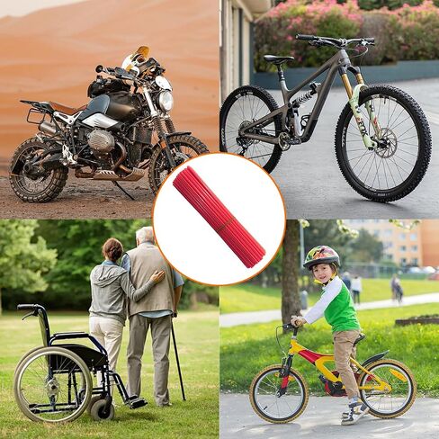Mandark 72PCS Spoke Skins Covers, Motorcycle Wheel Spoke Rims Decoration Protector, Dustproof Bicycle Pipe Trim Protective Wrap Accessories, Universal for Dirt Bike, Wheelchair and More （Red） in Saudi Arabia