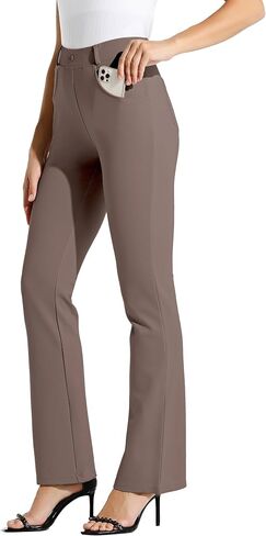 Women's Yoga Dress Pants Bootcut Work Slacks Stretch Office with Belt Loops 4 Pockets 28“/29"/30"/31"/33" in Kuwait
