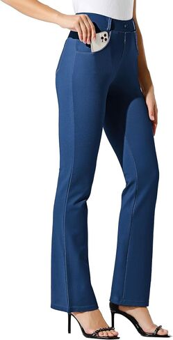 Women's Yoga Dress Pants Bootcut Work Slacks Stretch Office with Belt Loops 4 Pockets 28“/29"/30"/31"/33" in Kuwait