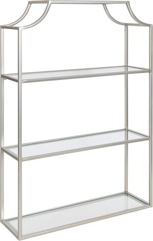 Kate and Laurel Ciel Glam 3-Tier Scalloped Wall Shelf, 20 x 30, Silver, Modern Shelving with Glass Tiers in Saudi Arabia
