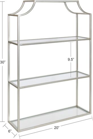 Kate and Laurel Ciel Glam 3-Tier Scalloped Wall Shelf, 20 x 30, Silver, Modern Shelving with Glass Tiers in Saudi Arabia