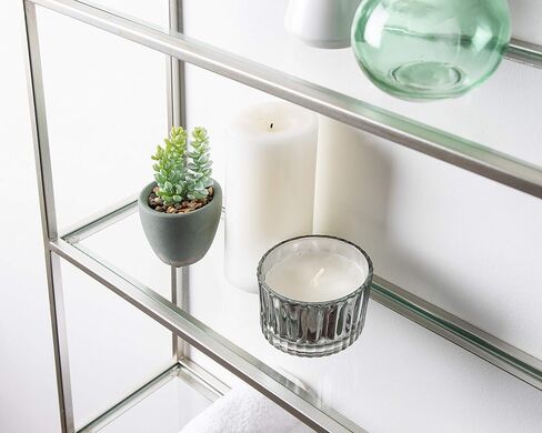 Kate and Laurel Ciel Glam 3-Tier Scalloped Wall Shelf, 20 x 30, Silver, Modern Shelving with Glass Tiers in Saudi Arabia