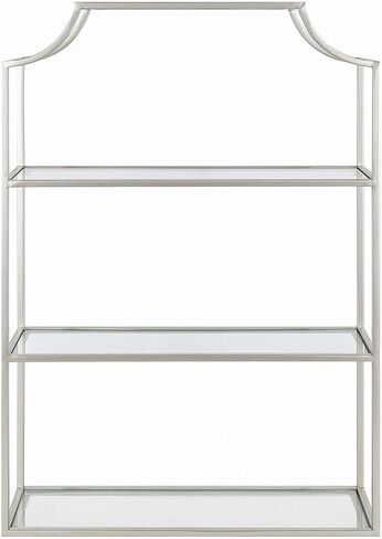 Kate and Laurel Ciel Glam 3-Tier Scalloped Wall Shelf, 20 x 30, Silver, Modern Shelving with Glass Tiers in Saudi Arabia