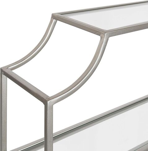 Kate and Laurel Ciel Glam 3-Tier Scalloped Wall Shelf, 20 x 30, Silver, Modern Shelving with Glass Tiers in Saudi Arabia