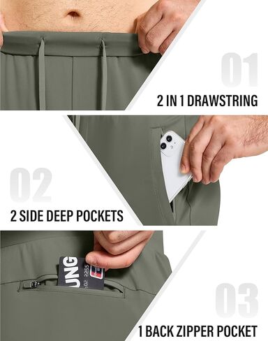 بنطال رياضي للجري للرجال مع جيوب بسحاب، بنطال رياضي برباط مطاطي للتمرين الرياضي in Kuwait