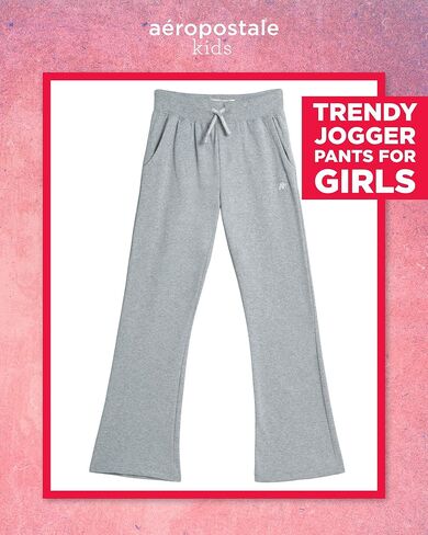 AEROPOSTALE Girls' Sweatpants - Fleece Wide Leg Performance Jogger Pants for Girls - Kids' Lightweight Joggers (7-16) in Kuwait
