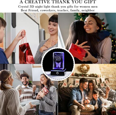 Movdyka 3D كريستال شكرا لك هدايا الفراشة للنساء والرجال لوحة زجاجية مع قاعدة LED ملونة، أفضل هدايا ملهمة لتقدير المعلم لزملاء العمل والممرضة والطبيب ورئيسه ديكور المكتب الرئيسي in Kuwait