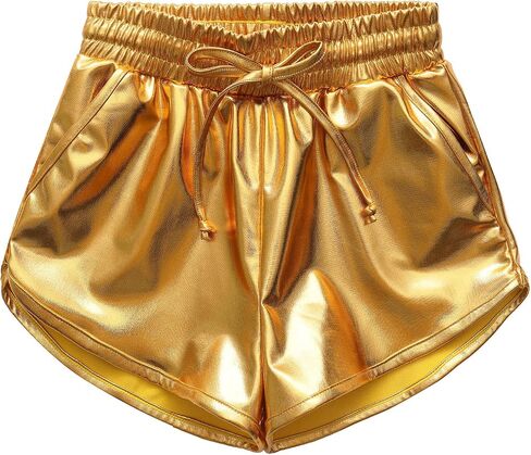 Girls Metallic Shorts Sparkle Hot Pants Shiny Dance Outfits Atletic Short Pants in Saudi Arabia
