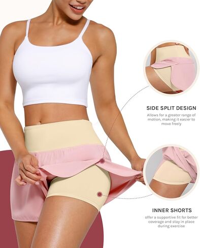 2 in 1 Running Athletic Shorts for Women Tennis Shorts with Liner Jogging Shorts with Back Zipper Pocket in Kuwait