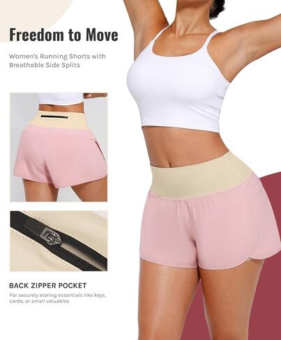2 in 1 Running Athletic Shorts for Women Tennis Shorts with Liner Jogging Shorts with Back Zipper Pocket in Kuwait