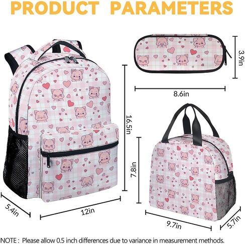 Pig School Backpack for Girls - 16 Inch Pink Backpacks for Kids 6-12 Years - Lightweight Cartoon Bookbag for Travel in Saudi Arabia