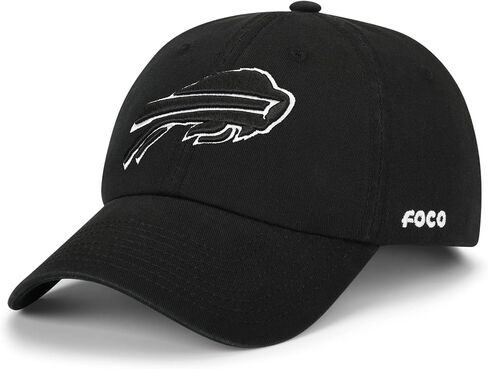 FOCO Men's NFL Team Logo Black & White Casual Classic Hat Caps in Saudi Arabia