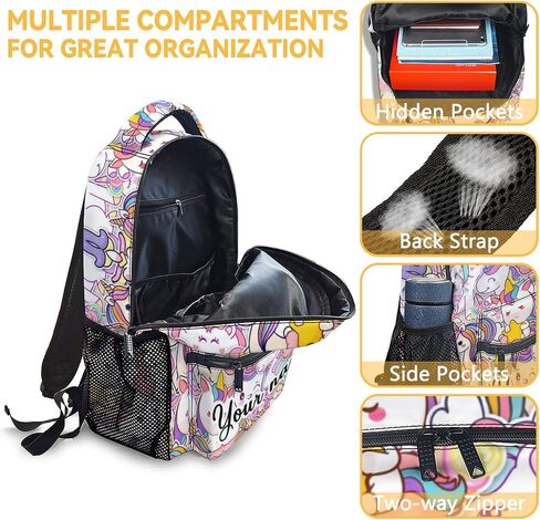 Unicorn Backpack for Girls, 16" Unicorn Theme Bookbag with Adjustable Straps, Lightweight, Durable, School Bag with Large Capacity in Kuwait