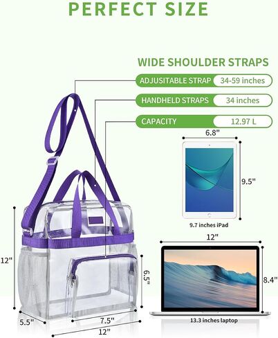 Bagenius Clear Bag Stadium Approved 12×6×12 Clear bag for Stadium Events Sports Concert Festival Work in Saudi Arabia