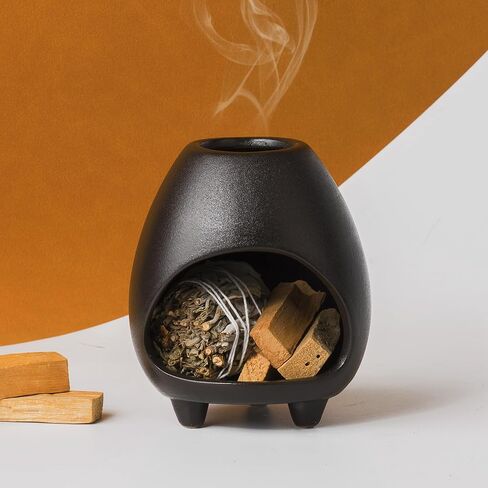 Palo Santo Holder Burner, Handcrafted Ceramic Incense Holder Burner and Ash Catcher for Palo Santo Sticks or sage Bundles, Smudge Bowl, Meditation Home Decor(Beige) in Kuwait