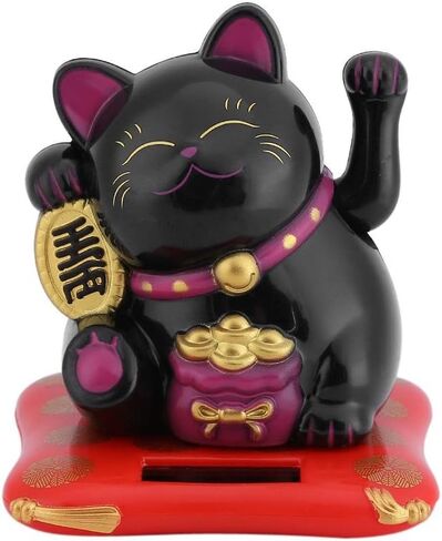 Lucky Wealth Welcoming Cat, Solar Powered Cute Waving Cat Good Luck Wealth Welcoming Cats Home Display Car Decor.(White) in Saudi Arabia