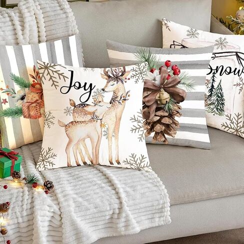 JUSTOTRY 4pc Halloween Decoration Pillow Covers 18x18 for Halloween Indoor Outdoor Decor Boo Vintage Couch Throw Pillows Cases for Sofa Bedroom Home Kitchen Decorative in Saudi Arabia